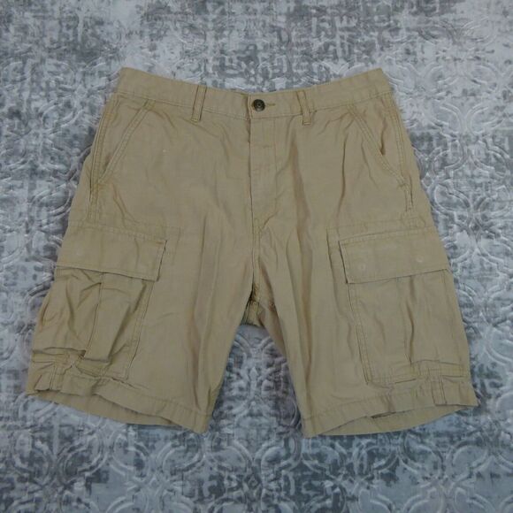 Levis Shorts Mens 33 Beige Cargo Baggy Skater Pockets Outdoor Hiking Ripstop - Picture 1 of 13